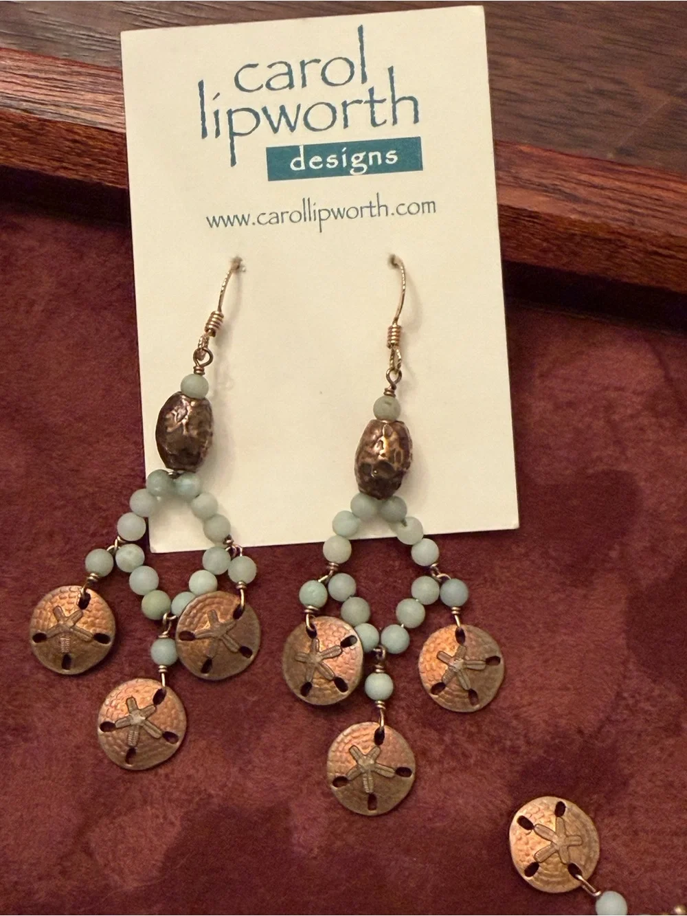 Carol Lipworth Designs Artisan Sand Dollar Necklace & Earring Set - Like New